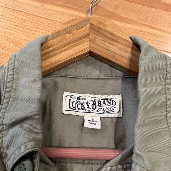 Lucky Brand Khaki Short Sleeve Button-Up Dress - Picture 3 of 5